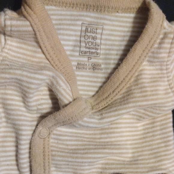 Striped Preemie Baby Cardigan with Elephant Patch And Hand mitts - Picture 5 of 6